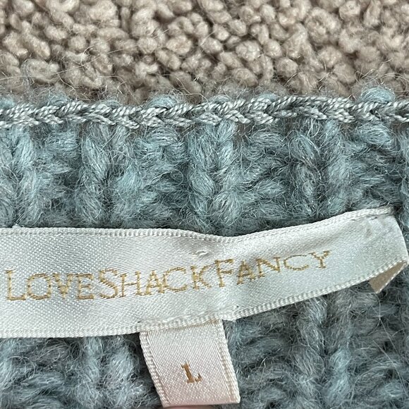 LoveShackFancy Rosie Pullover BabyAlpaca Merino Open Knit Crochet PERU Womens L - Picture 5 of 7